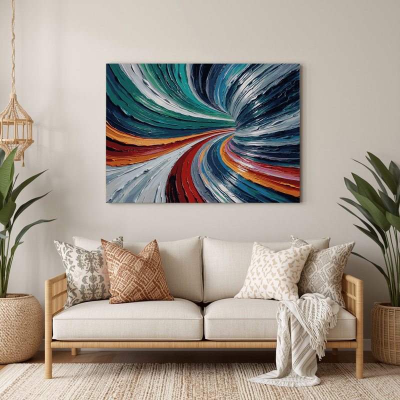Art mural gris en bande de spectre, H 132 po x l 168 po x P 0,05 po