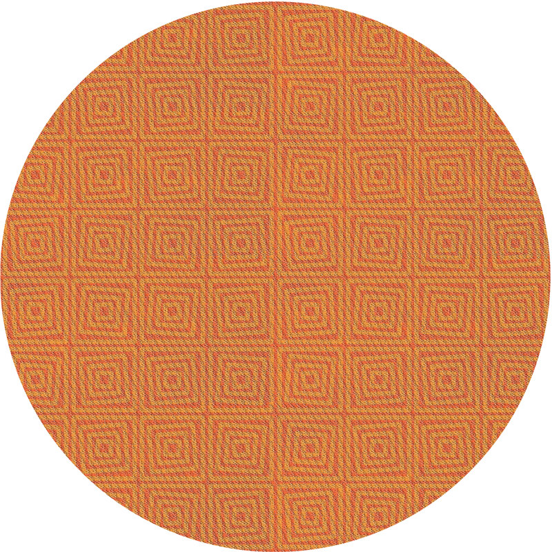 Tapis décoratif à motifs géométriques orange Rabin, Rond 7 pi