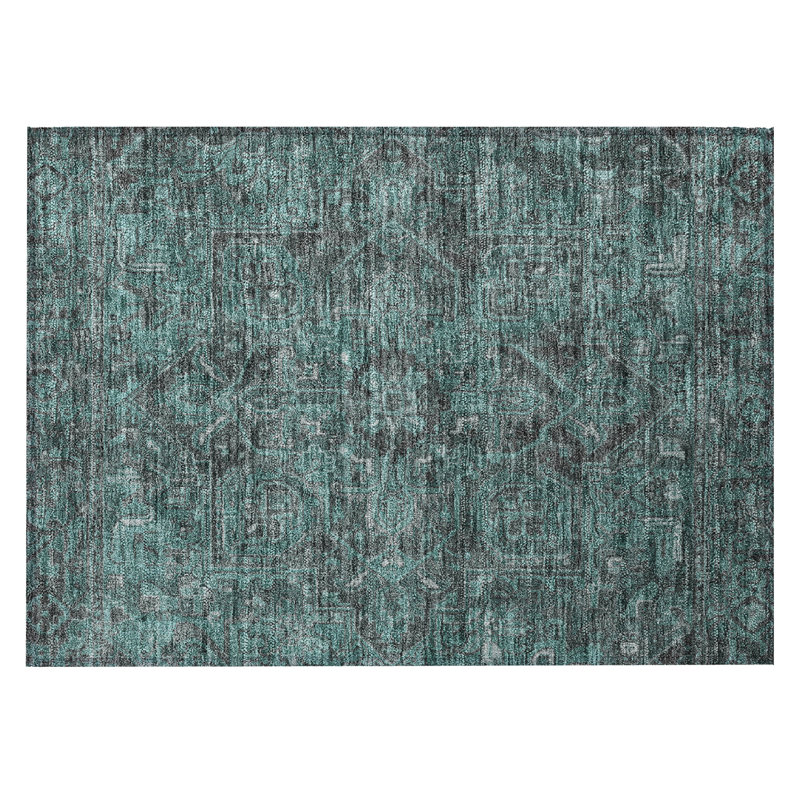 2' X 3' Turquoise Oriental Washable Non Skid Indoor Outdoor Area Rug
