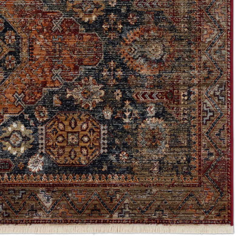 Miko Soft Power-Loomed Oriental Area Rug with Distressed Medallion by Jaipur Living, Rectangle 5' x 8'