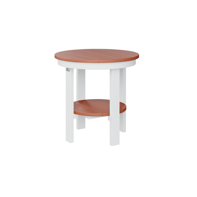 Berlin Gardens Regular Top With White Base Round End Dining Table, 21" H x 21.5" W x 21.5" D, Mango Orange