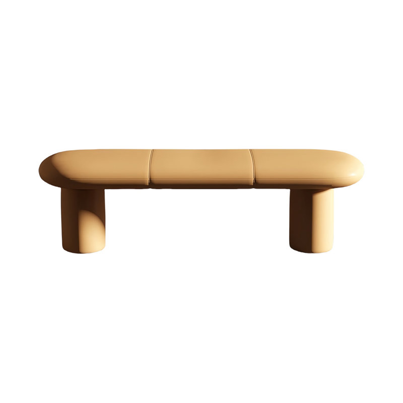 Banc de rangement en cuir clair, H 16,14 po x l 59,05 po x P 18,11 po