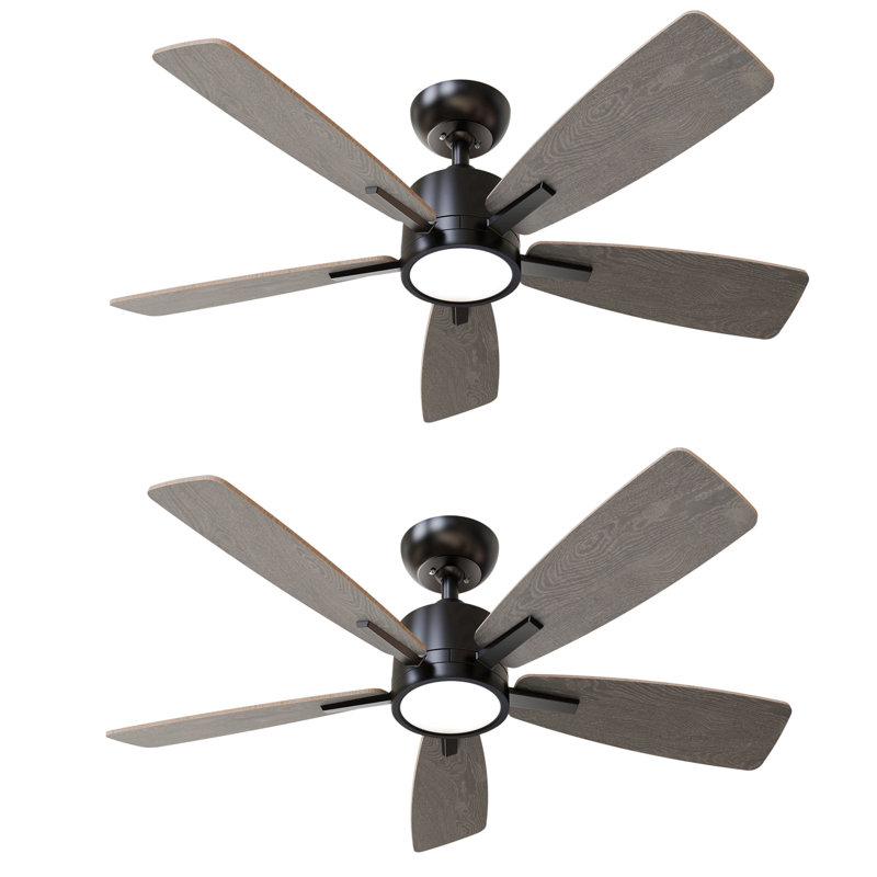  42'' Ceiling Fan With LED Lights for Small Rooms (Set of 2), Gray
