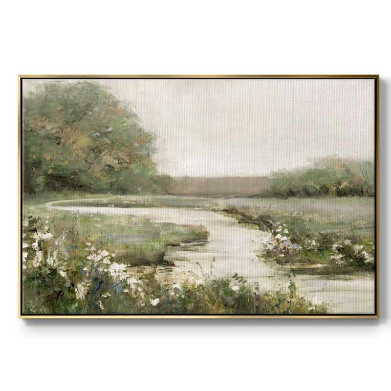 Toile tendue encadrée Quiet Path, Encadrement doré, H 17 po x l 25 po x P 2 po
