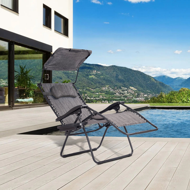 Folding Zero Gravity Chair, Black/Gray