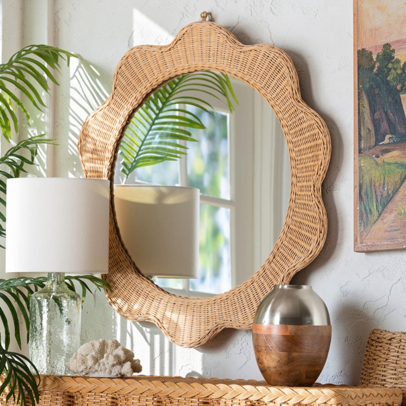 Miroir mural Gala Natural Rattan, Rond