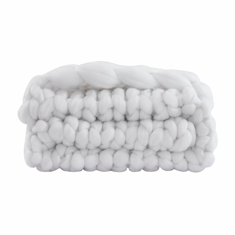 Jeté Boho Chunky Knit, Blanc