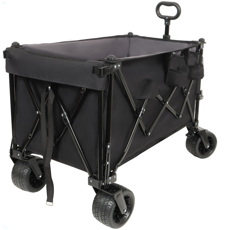 Chariot pliable avec hayon rallongé, chariot de rallonge de chariot extra long, chariot de chariot de plage robuste 480 lb avec de grandes roues tout-terrain