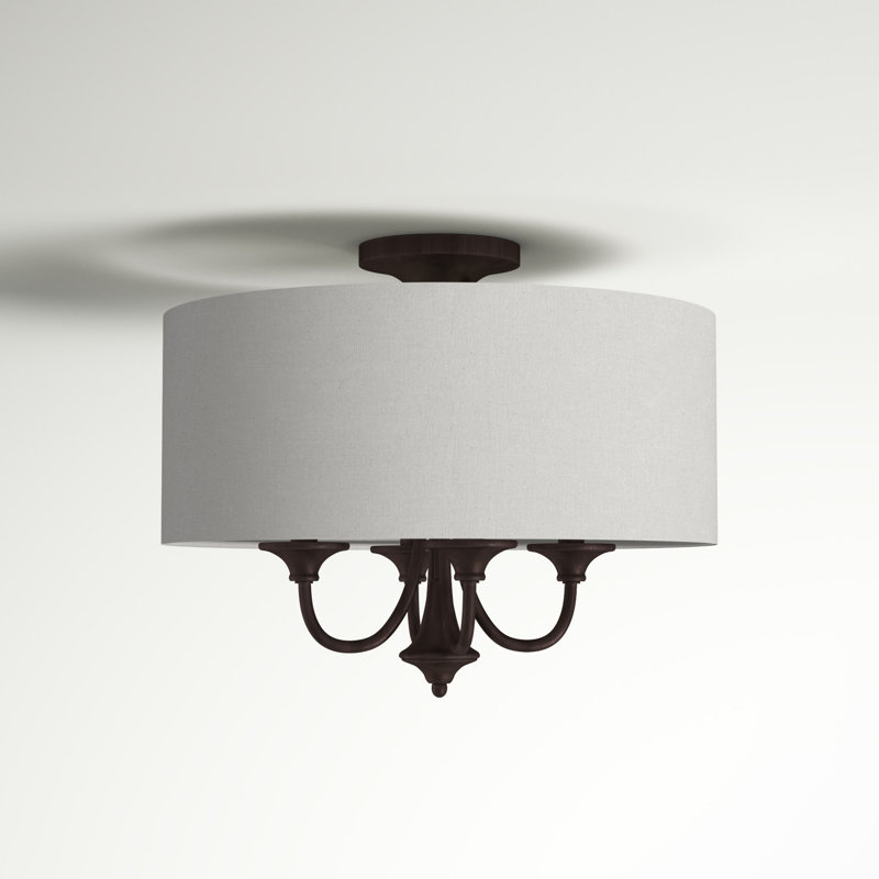 Bhushan Fabric Semi Flush Mount, Oil Rubbed Bronze