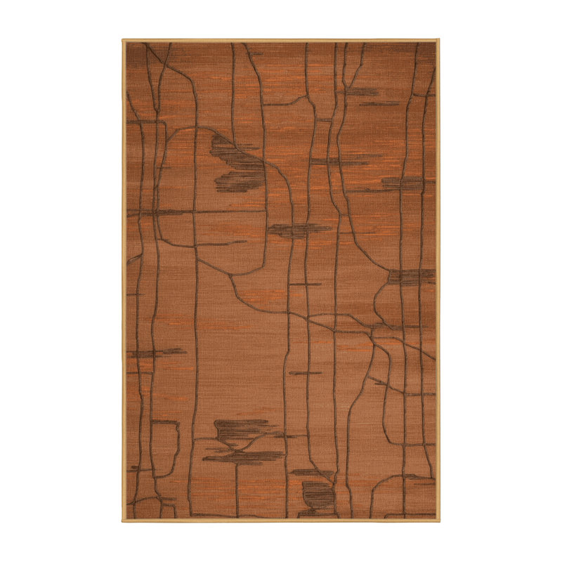 Tapis abstrait lavable à la machine, Rectangulaire 2 pi x 3 pi