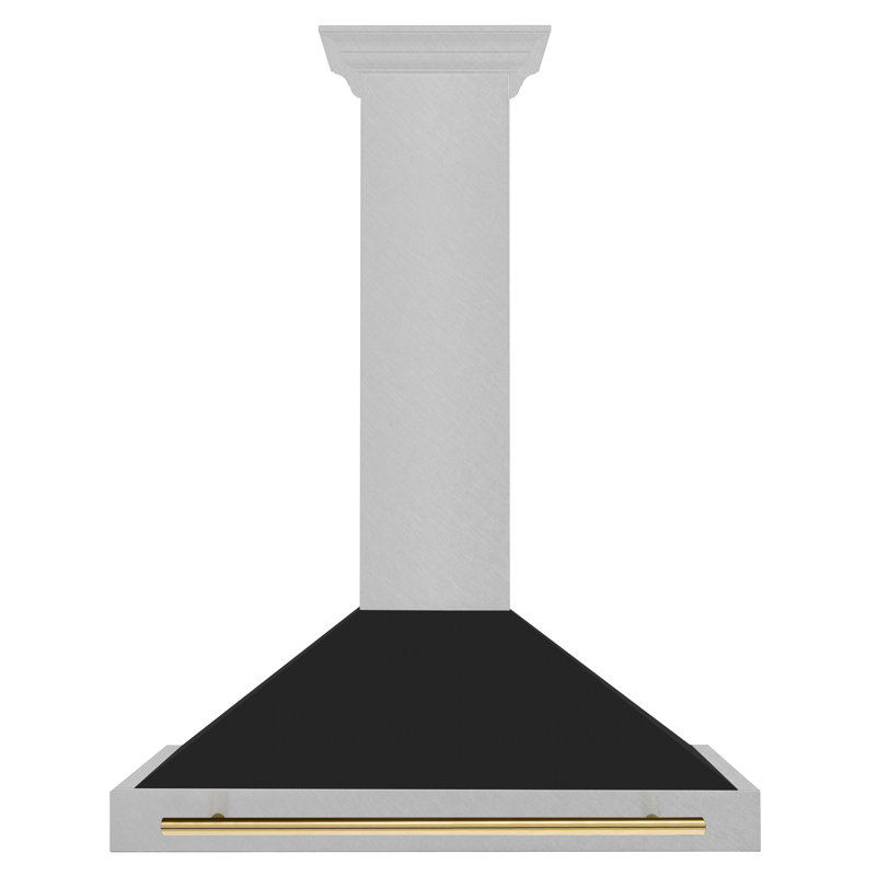 36" Stainless Steel Convertible Range Hood with Gold Handle