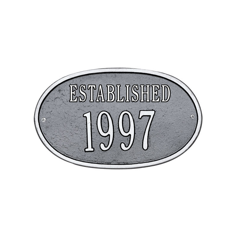 Date 2-Line Wall Address Plaque, Pewter Silver
