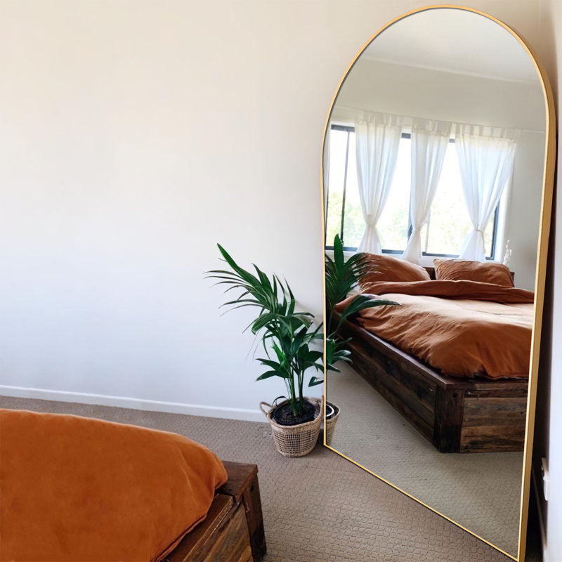 Large Arch Mirror Full Length Wall Mirror, Gold, 71" x 31"