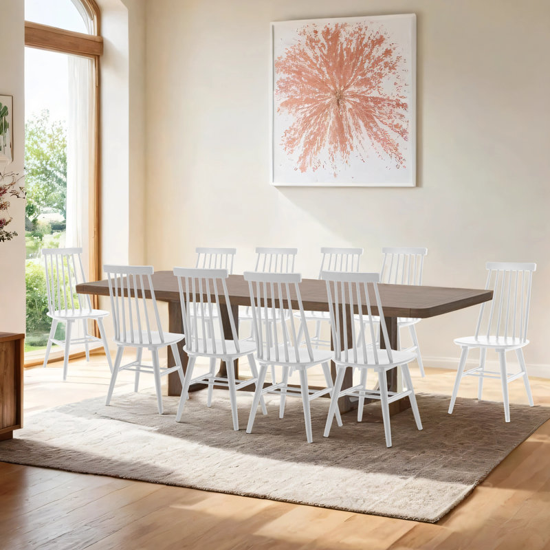 Alvie Solid Wood Cross Back Side Chair, White