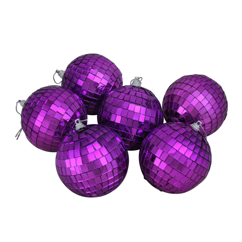 Ornement boule de Noël miroir en verre disco, Mauve