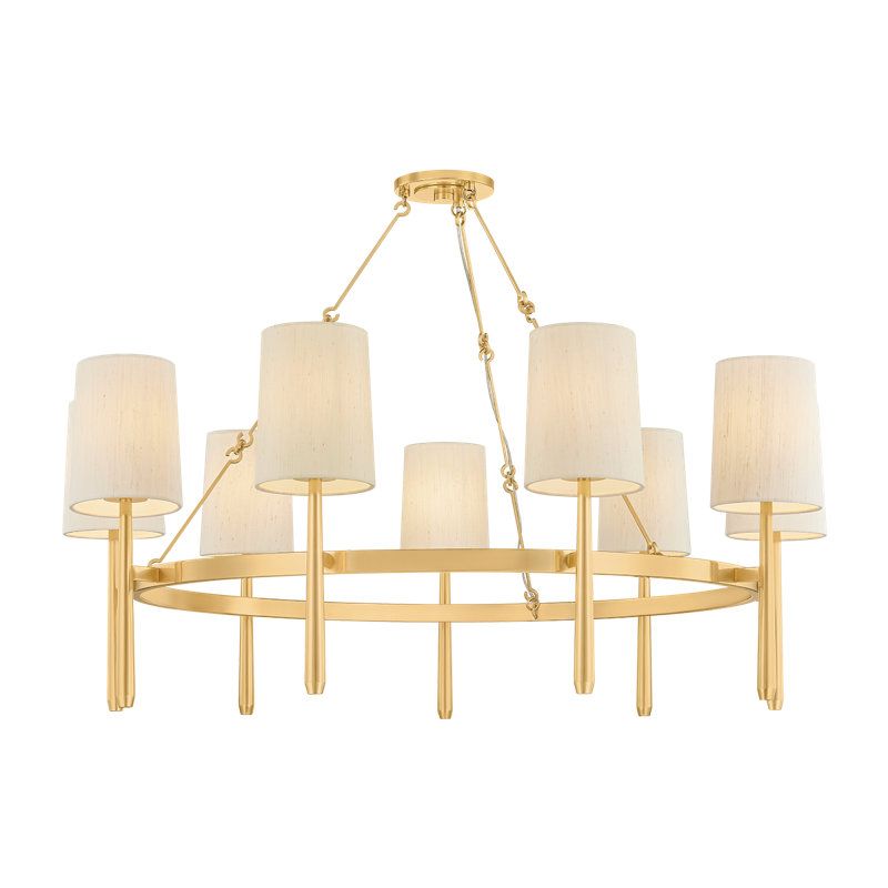 Lustre Bridgeton en laiton vieilli, H 18,25 po x l 46 po x P 46 po, 9 lumières