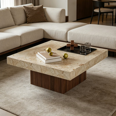 Table basse carrée en ardoise avec plateau Living