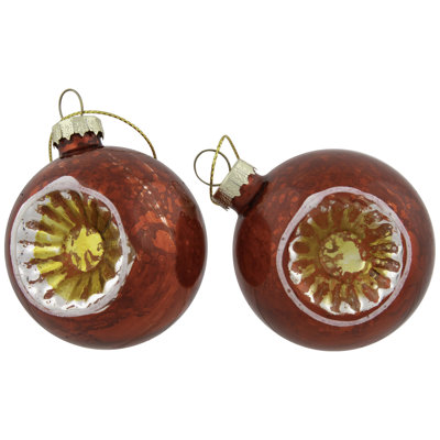9ct Silver and Red Retro Reflector Glittered 2-Finish Glass Christmas Ornaments 3.5"