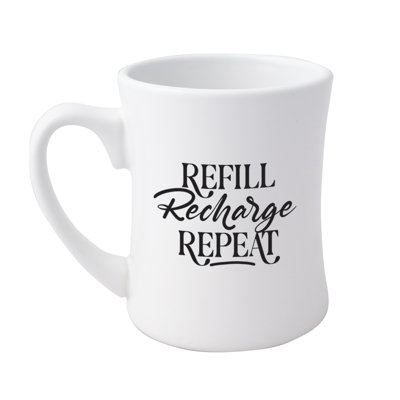 Refill. Recharge. Repeat. Designer Coffeehouse Mug, 19oz