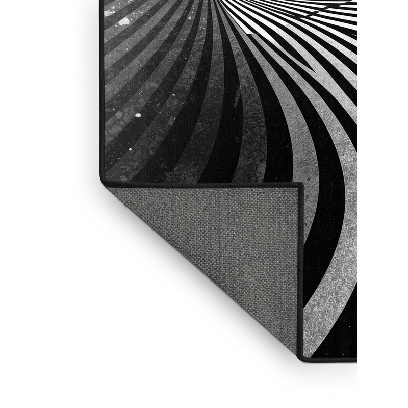 Tapis noir moelleux et audacieux à motif de planche à roulettes Endymion, 4 x 6