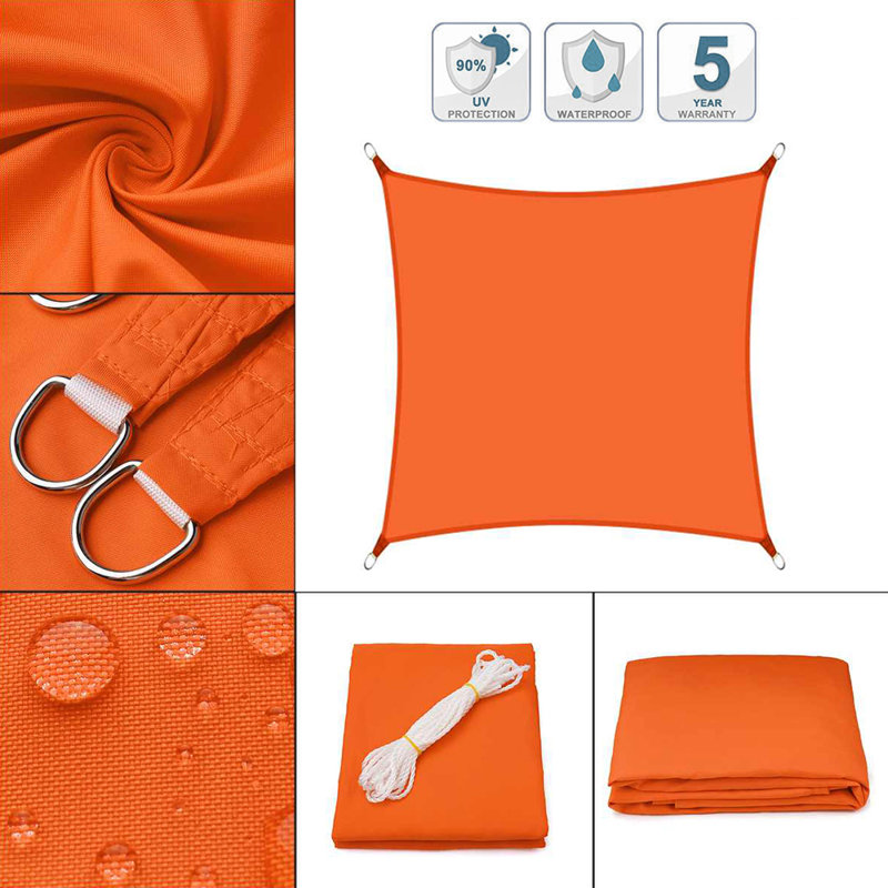 Voile d'ombrage carrée 16 pi 6 po, Orange, 16'6"