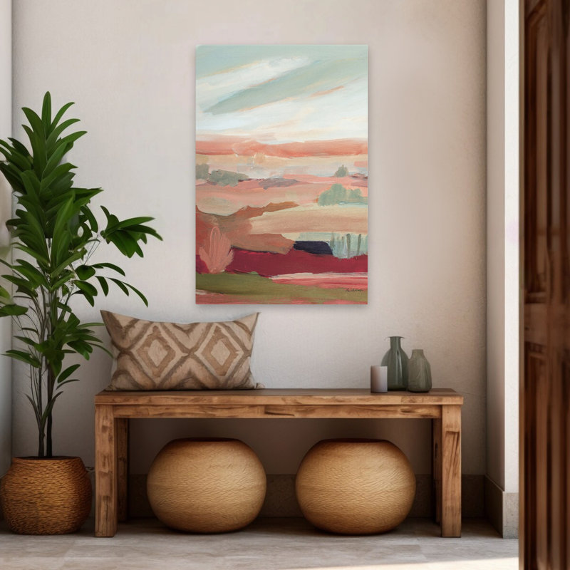 Couche de novembre - culture rose - nuages bruns vert désert, H 48 po x l 32 po