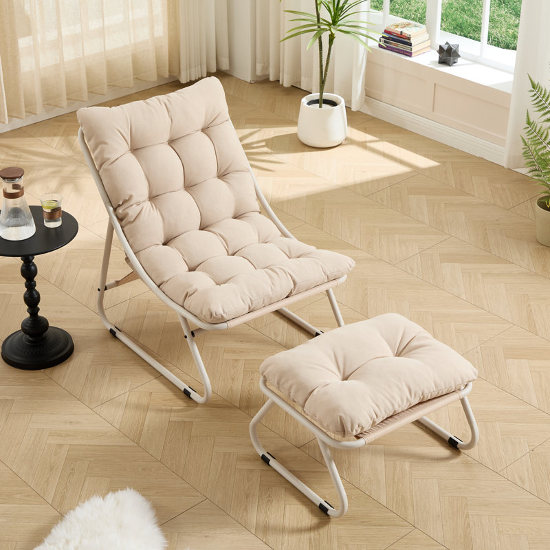Fauteuil inclinable confortable avec coussin gonflable et repose-pieds Comfy, Beige, Beige