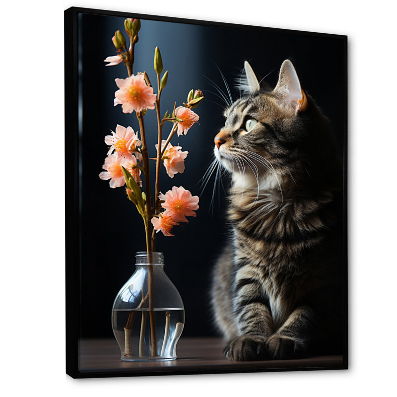 " Cat Portrait III ", 32" H x 24" W x 1" D, Black Floater Framed