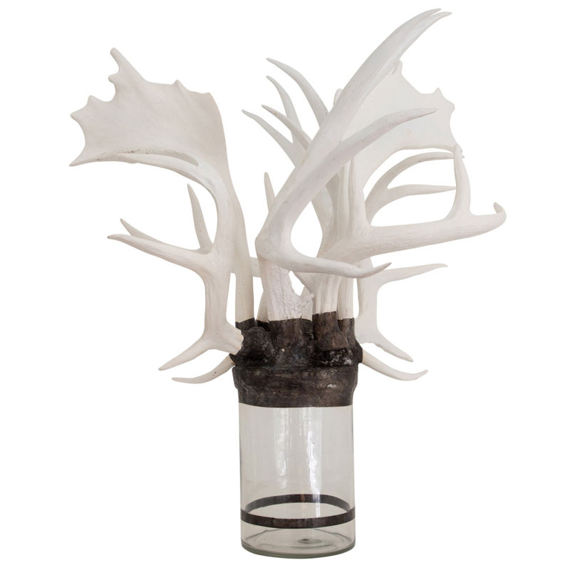 Antler Handmade Glass Decorative Bottles, White/Clear
