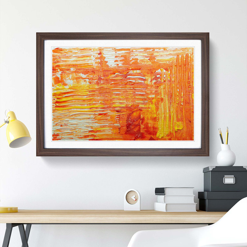 Abstract Art Painting Vol.169 by S.Johnson - Framed Print, 27cm H x 36cm W x 2cm D, Walnut Framed