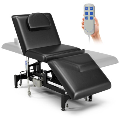 Table de massage entièrement électrique avec roulettes, table de traitement médicale réglable en 3 sections pour clients, lit de physiothérapie pour soins esthétiques du visage et spas, examen, noir