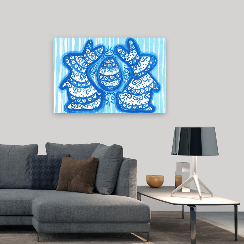 Motif de lapins de Pâques à motifs, 32" H x 48" W