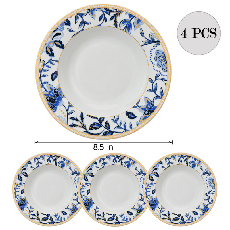 Assiette plate en porcelaine de 8,5 po Tracton, ensemble de 4