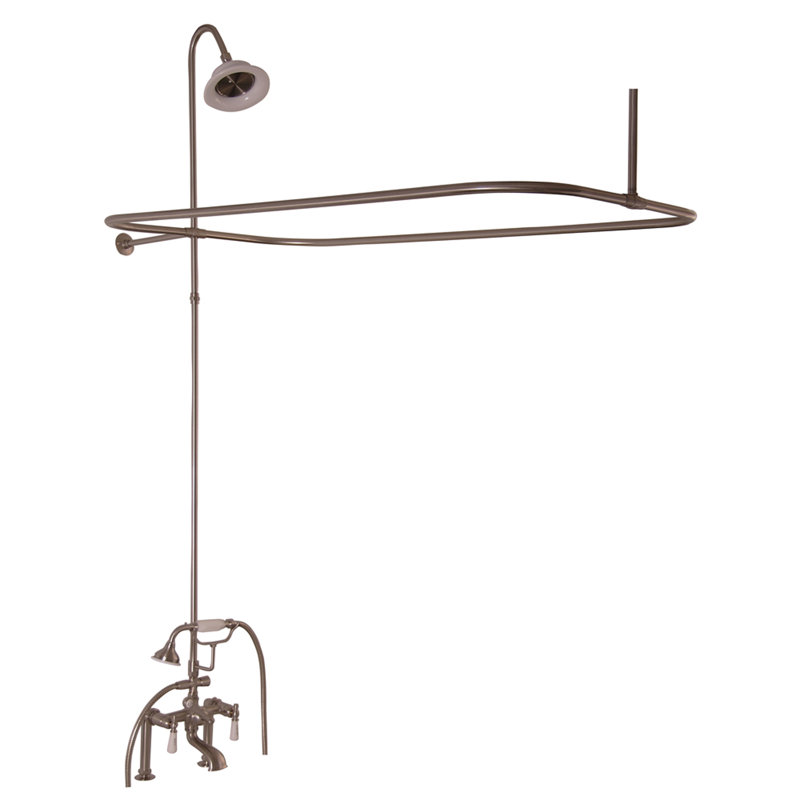 Garniture de robinet de baignoire à fixation sur plateau à poignée triple avec inverseur et douche à main à pattes