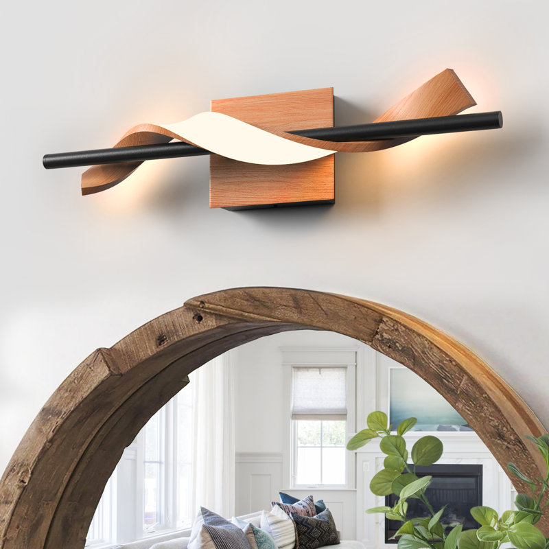 Amzie 1-Light Dimmable LED Vanity Light, Black/Brown