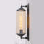 Applique murale d'extérieur noir mat avec verre nervuré cognac, lampe murale d'extérieur H 19,7 po, étanche IP44 et homologué UL