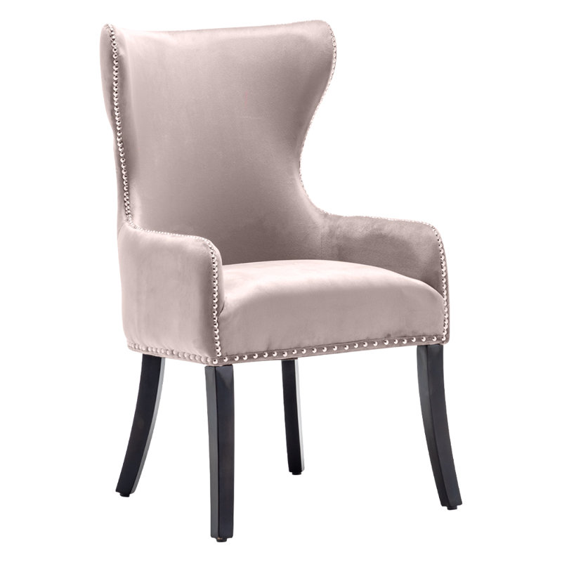 Latty 46cm H Velvet Upholstered Wing Back Side Chair Dining Chair, Coffee, 2