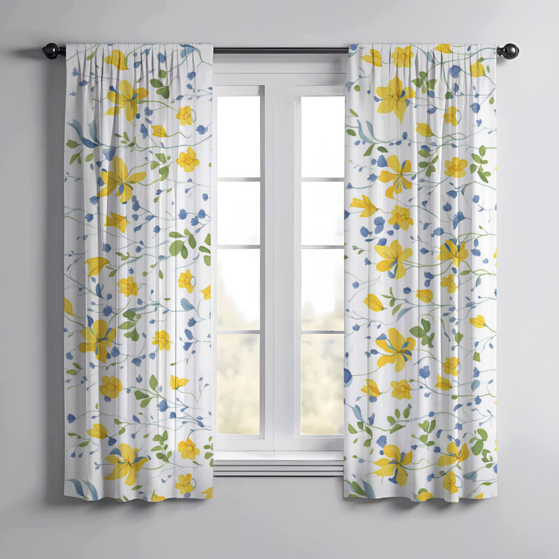 Paire de rideaux semi-transparents en polyester Shalu, L 40 po x L 61 po