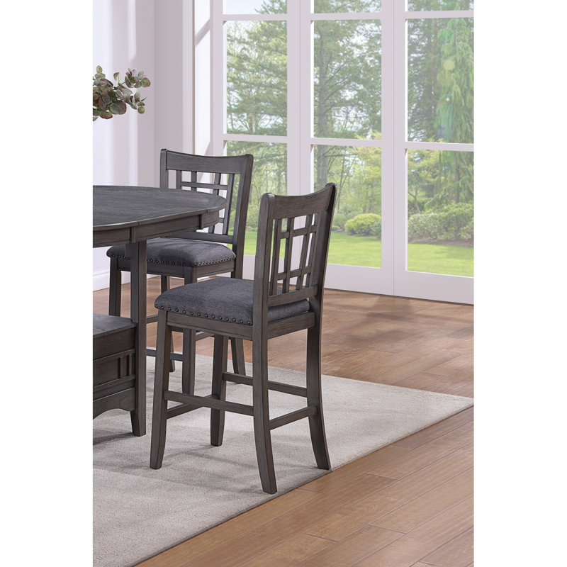Table de salle à manger contemporaine à hauteur de comptoir avec table ronde et rallonges en X