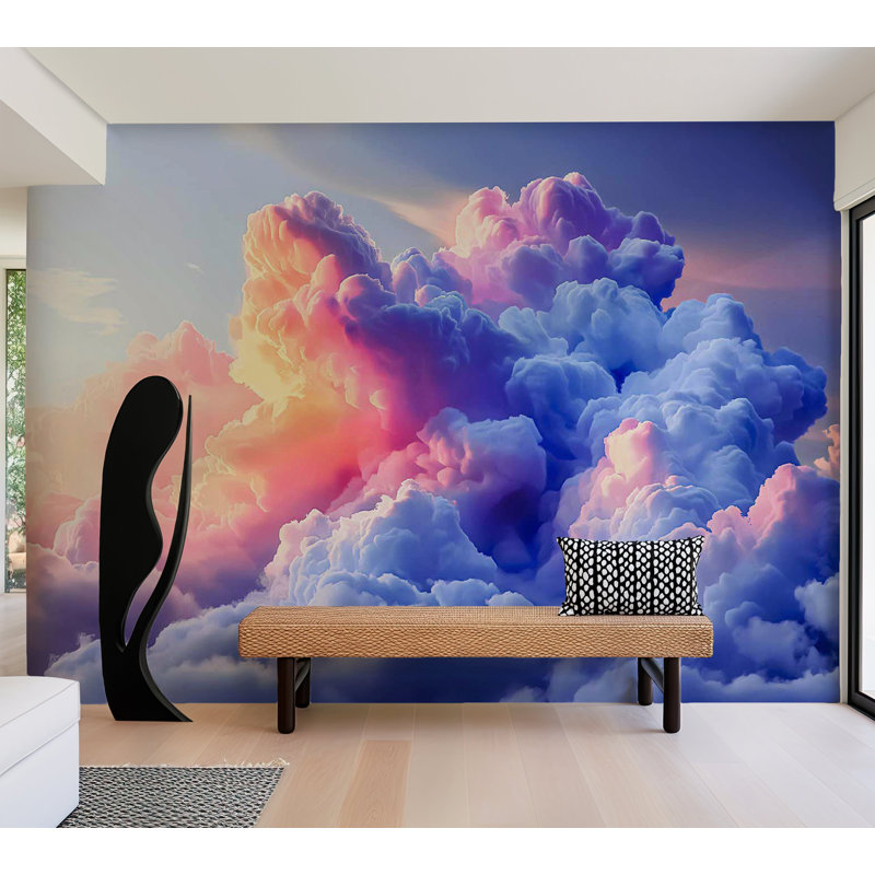 Murale pelez et collez - Nuage artistique, L 57 po x L 41 po