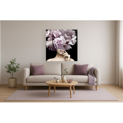 Art mural en verre trempé sans cadre Pink Peonie - 50 po x 50 po