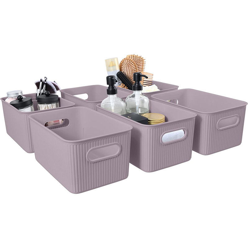 Paniers de rangement en plastique, 6, Lilas