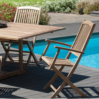 Woehler Foldable Outdoor Patio Dining Side Chair with Cushion