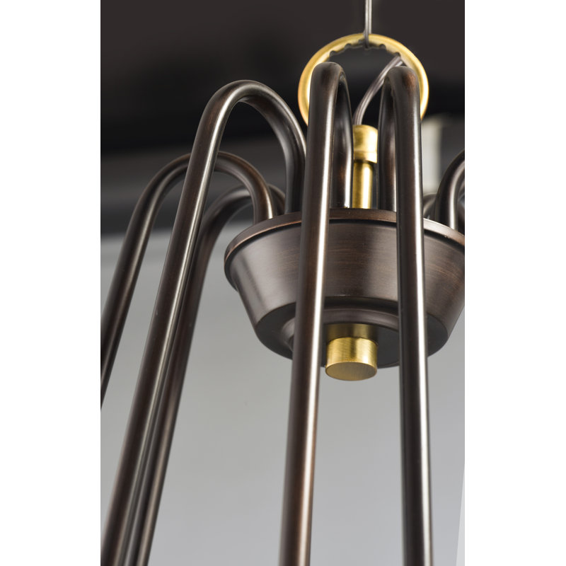 5 - Light Waggon Wheel Chandelier, Oil Rubbed Bronze/Antique Brass