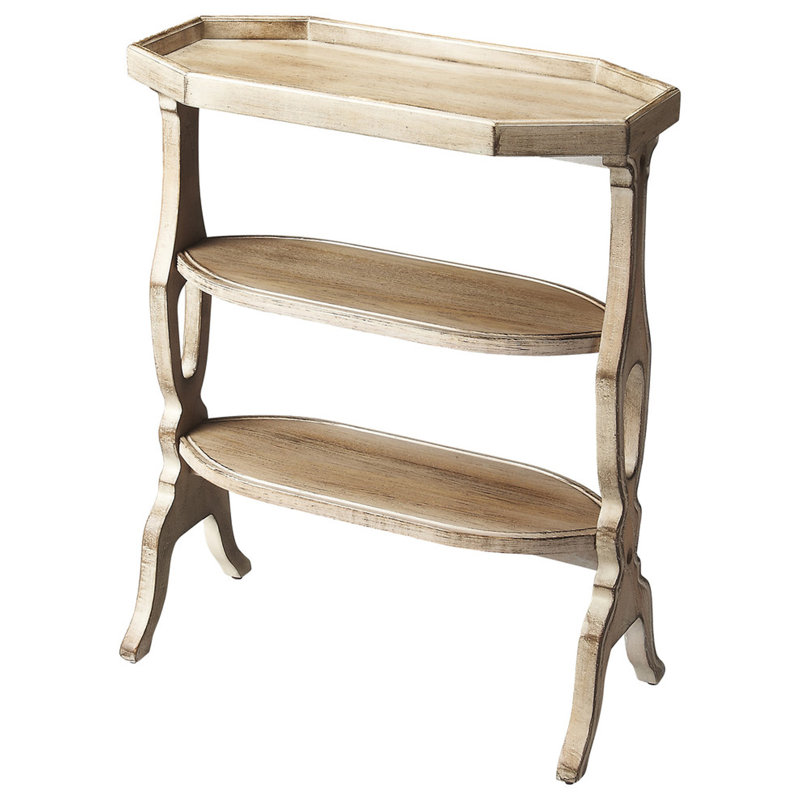  Table de bout contemporaine grise octogonale 28 po avec deux tablettes
