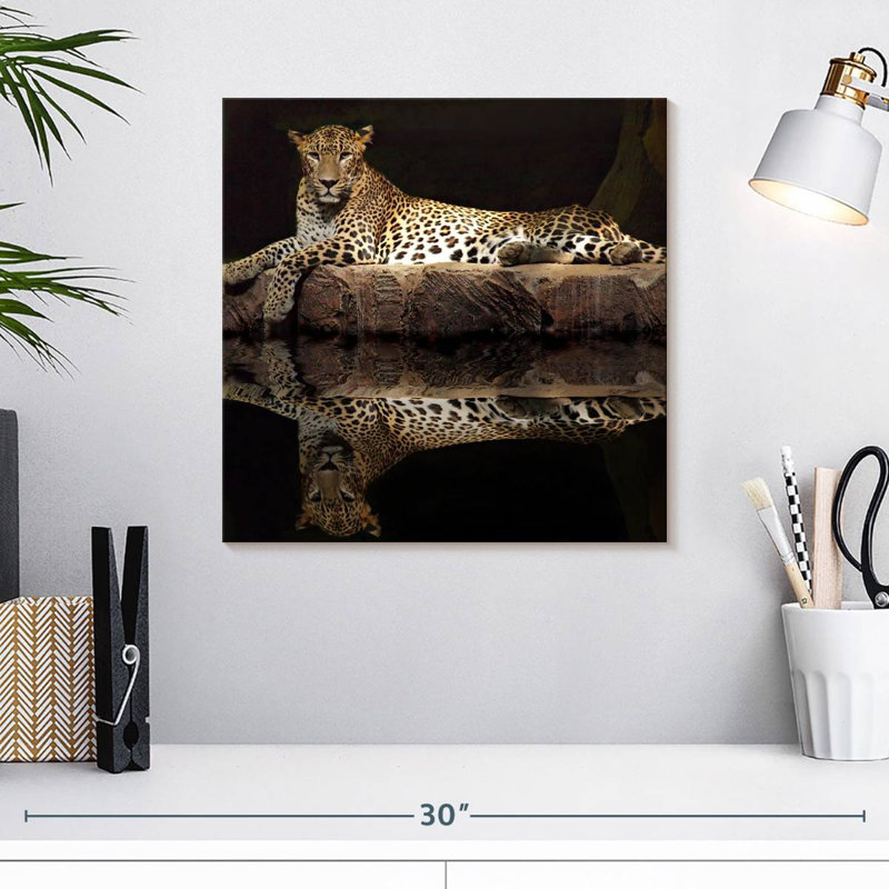 Brampt Leopard Water Reflection, 16" H x 16" W