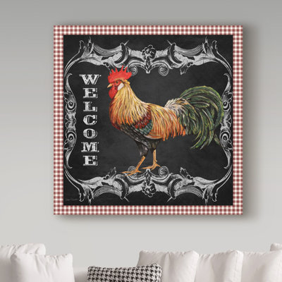 Deagen 'Welcome Rooster 6' Graphic Art Print on Wrapped Canvas
