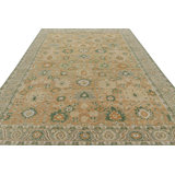 Rug & Kilim’S Oushak Style Rug In Beige-Brown And Green Floral Patterns