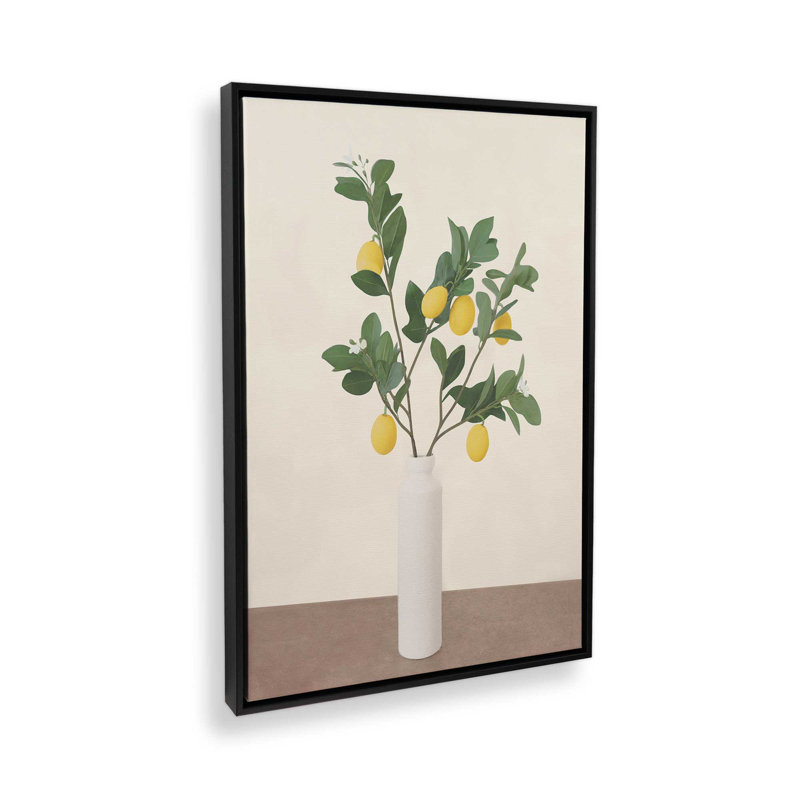 «Lemon Branches II» par Garima Dhawan, reproduction d'art, H 16 po x l 12 po, Cadre flottant, Noir