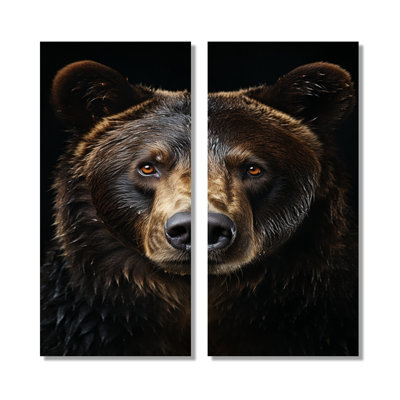 Ours majestueux, art mural encadré, animaux bruns, ensemble de 2 décorations murales